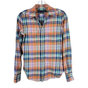 Ralph Lauren Sport Colorful Flannel Plaid Button Down Long Sleeve Cotton Shirt 2